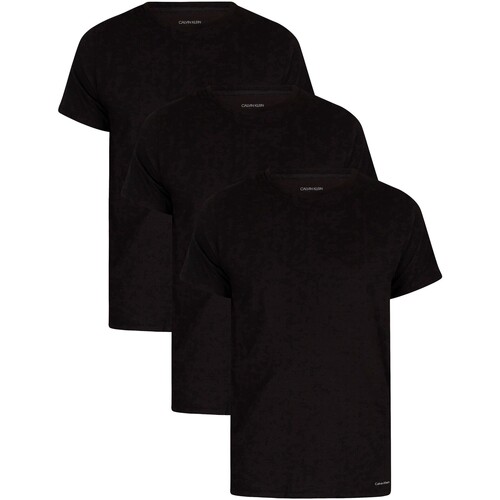Textiel Heren Pyjama's / nachthemden Calvin Klein Jeans 3-pack Lounge Crew T-shirts Zwart
