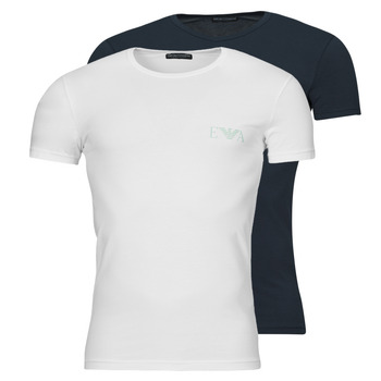 Textiel Heren T-shirts korte mouwen Emporio Armani BOLD MONOGRAM X2 Wit / Marine