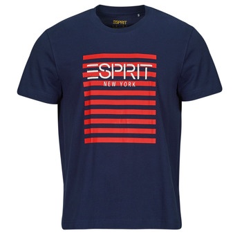 Textiel Heren T-shirts korte mouwen Esprit OCS LOGO STRIPE Marine
