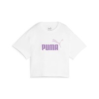 Textiel Meisjes T-shirts korte mouwen Puma GRILS LOGO CROPPED TEE Wit