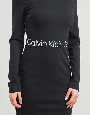 Calvin Klein Jeans LOGO ELASTIC MILANO LS DRESS Zwart
