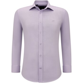 Textiel Heren Overhemden lange mouwen Gentile Bellini Getailleerde Effen Oxford Stretch Violet