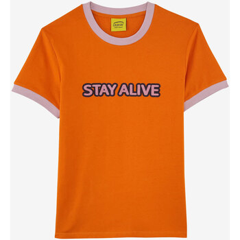 Textiel Dames T-shirts korte mouwen Oxbow Aansluitend T-shirt met kraag in contrastkleur P2TILLA Oranje