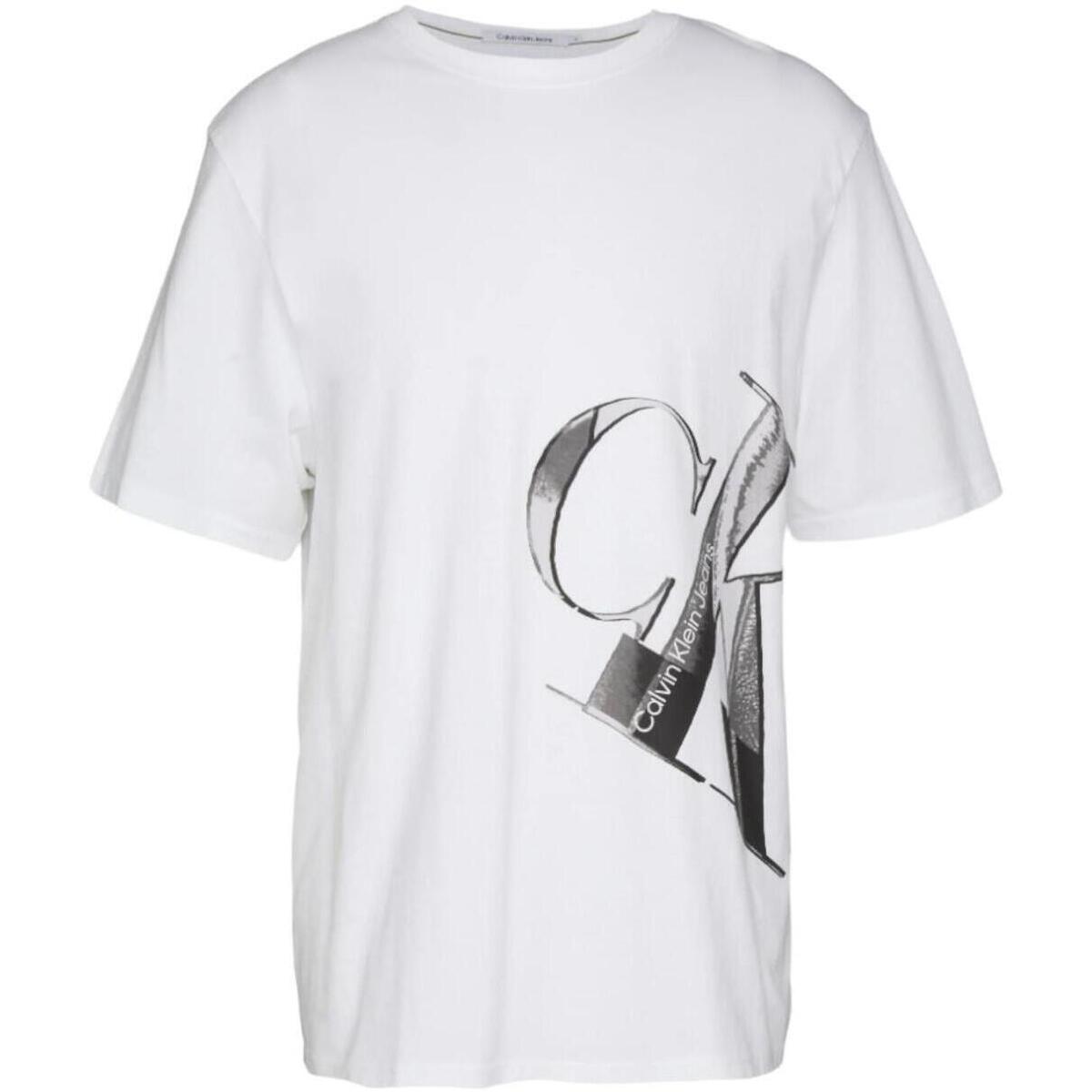 Textiel Heren T-shirts korte mouwen Calvin Klein Jeans  Wit