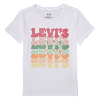 Levis Levi's Kids T-shirt met logo wit multi Meisjes Katoen Ronde hals Logo 140