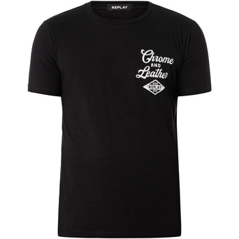 Textiel Heren T-shirts korte mouwen Replay Terug Logo T-shirt Zwart