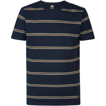 Textiel Heren T-shirts & Polo’s Petrol Industries T-Shirt Rugby Gestreept Navy Blauw