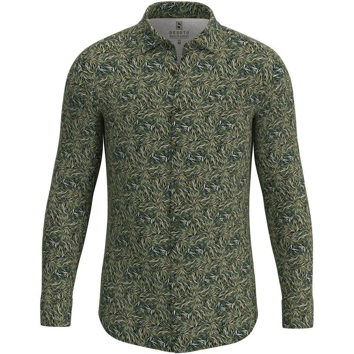 Textiel Heren Overhemden lange mouwen Desoto Overhemd Kent Bladeren Groen Zwart