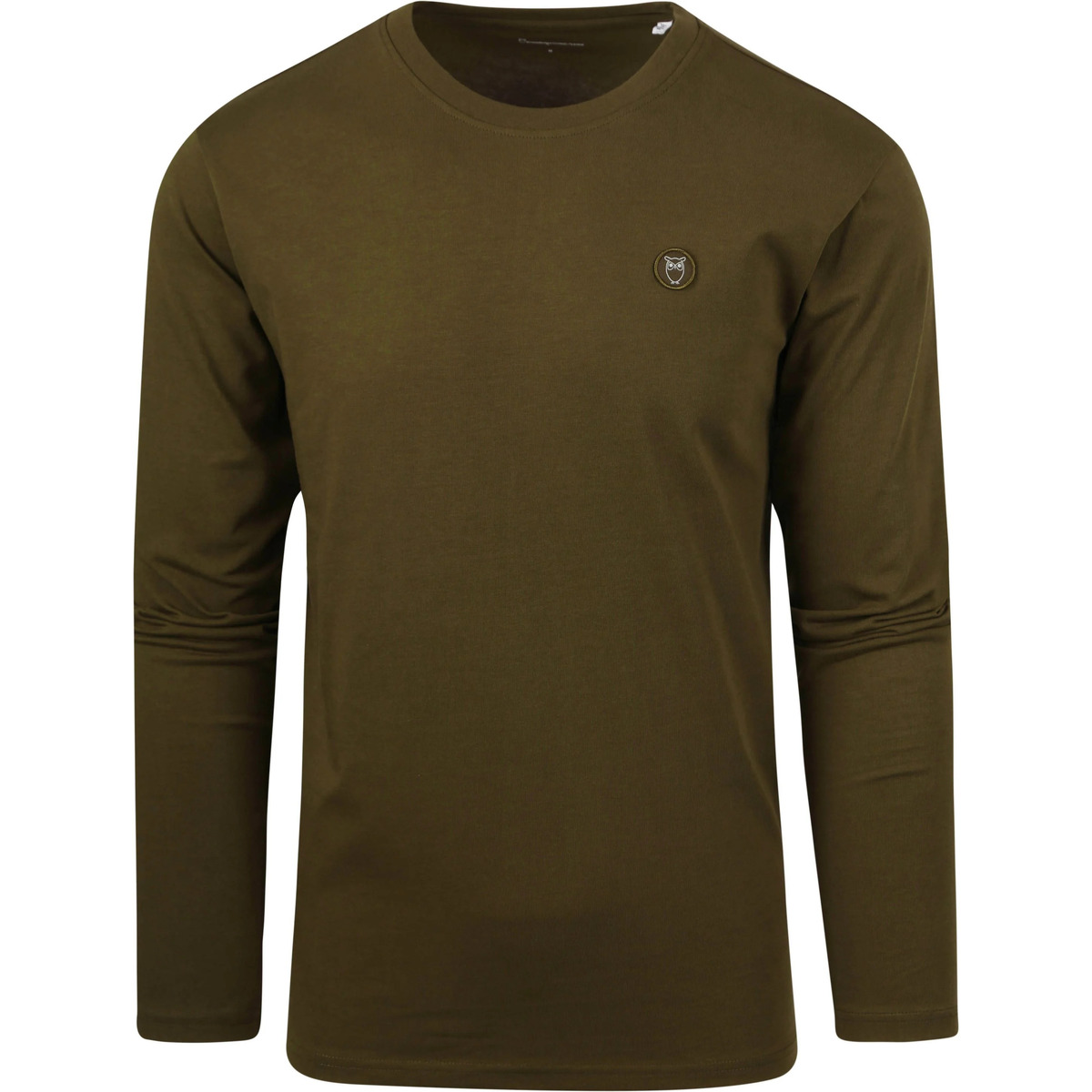 Textiel Heren T-shirts & Polo’s Knowledge Cotton Apparel Longsleeve T-shirt Olijfgroen Groen