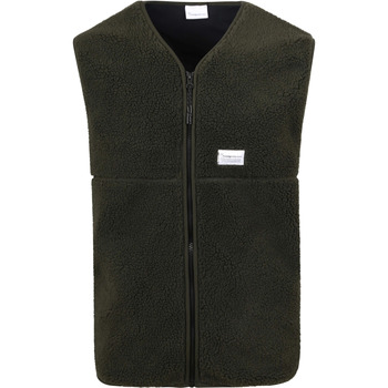Textiel Heren Sweaters / Sweatshirts Knowledge Cotton Apparel Vest Teddy Fleece Donkergroen Groen