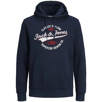 Textiel Heren Truien Jack & Jones Jwh Logo Sweat Hood Blauw