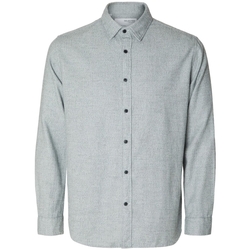 Textiel Heren Overhemden lange mouwen Selected Regowen-Twist L/S - Grey/Asphalt Bruin