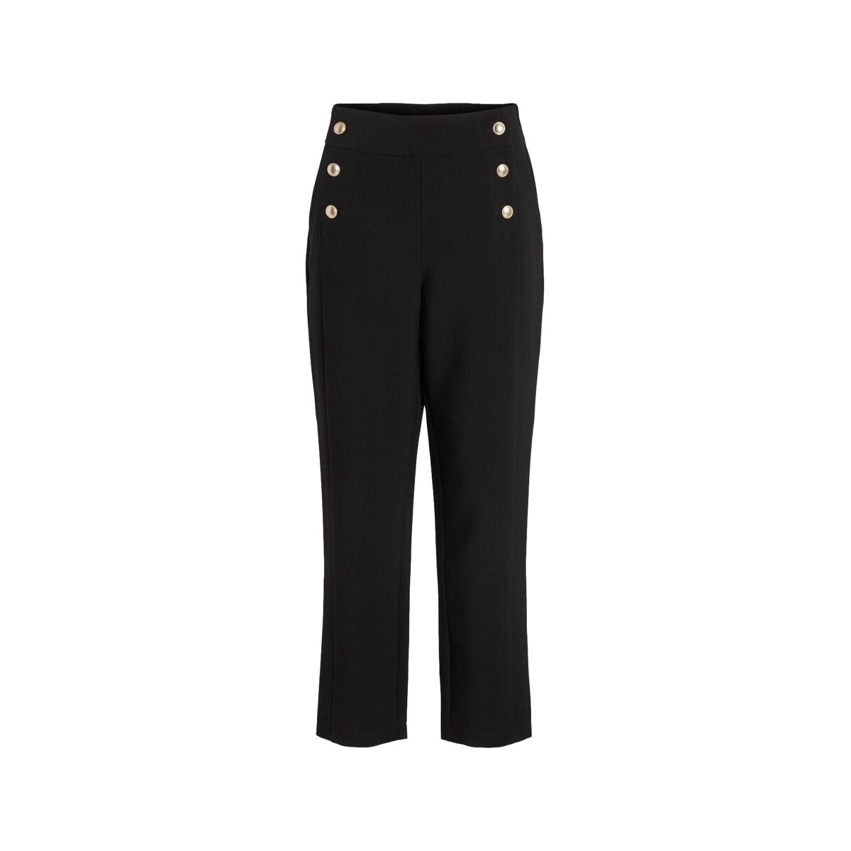 Textiel Dames Broeken / Pantalons Vila Trousers Winnie Wide 7/8 - Black Zwart