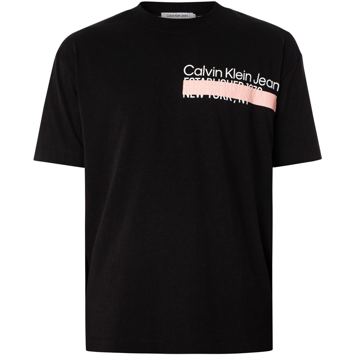 Textiel Heren T-shirts korte mouwen Calvin Klein Jeans Gelaagd adres-T-shirt Zwart