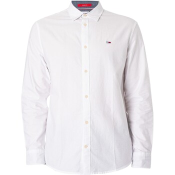 Textiel Heren Overhemden lange mouwen Tommy Jeans Klassiek Oxford-shirt Wit