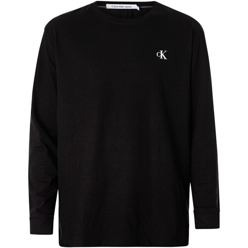 Textiel Heren T-shirts & Polo’s Calvin Klein Jeans Grafisch T-shirt met lange mouwen en monologo op de rug Zwart