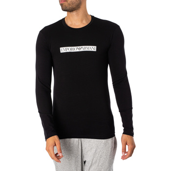 Textiel Heren T-shirts met lange mouwen Emporio Armani Lounge Box-logo met lange mouwen T-shirt Zwart
