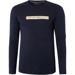 Textiel Heren Pyjama's / nachthemden Emporio Armani Lounge Box-logo met lange mouwen T-shirt Blauw