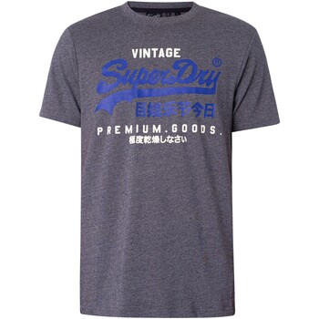 Textiel Heren T-shirts korte mouwen Superdry Gebarsten klassiek vintage logo Heritage T-shirt Blauw