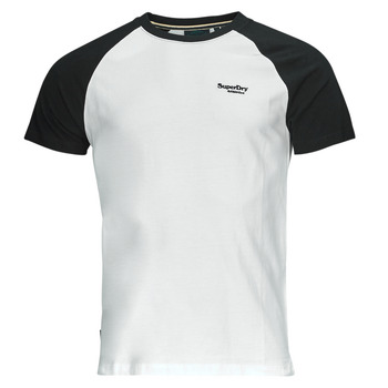 Textiel Heren T-shirts korte mouwen Superdry ESSENTIAL LOGO BASEBALL TSHIRT Wit / Zwart