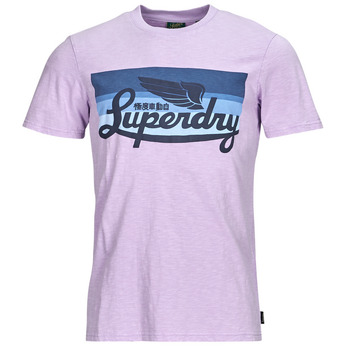 Textiel Heren T-shirts korte mouwen Superdry CALI STRIPED LOGO T SHIRT Violet