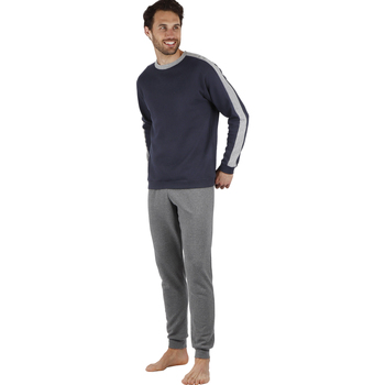 Textiel Heren Pyjama's / nachthemden Admas Pyjamabroek en top met lange mouwen Solid Blauw