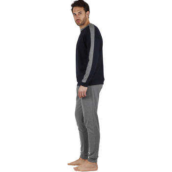 Admas Pyjamabroek en top met lange mouwen Solid Blauw