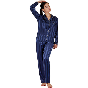 Admas Pyjama shirt en broek Satin Stripes Blauw