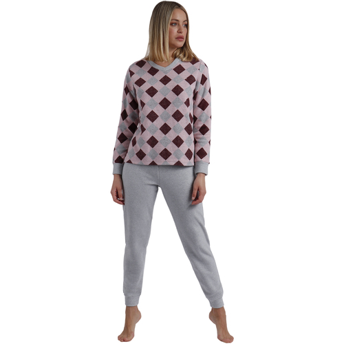 Textiel Dames Pyjama's / nachthemden Admas Pyjamabroek en top met lange mouwen Harlequin Roze