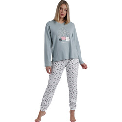 Textiel Dames Pyjama's / nachthemden Admas Pyjama loungewear broek top lange mouwen Time Naar Grow Groen