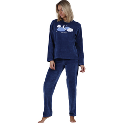 Textiel Dames Pyjama's / nachthemden Admas Fluwelen pyjama broek top lange mouwen Cloudy Nights Blauw