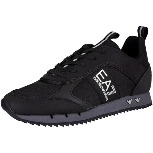 Schoenen Heren Lage sneakers Emporio Armani EA7 Synthetische sneakers met logo aan de zijkant Zwart