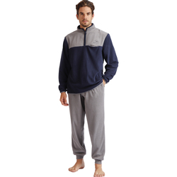 Textiel Heren Pyjama's / nachthemden Admas Microfleece pyjamabroek en top Sport Blauw