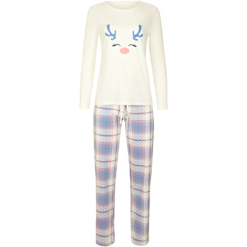 Textiel Dames Pyjama's / nachthemden Lisca Holiday  Pyjama broek top lange mouwen Cheek Wit