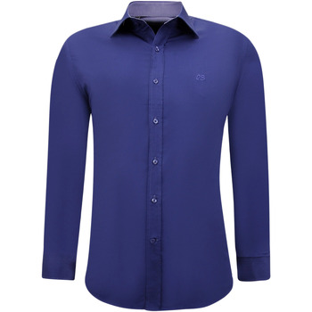 Textiel Heren Overhemden lange mouwen Gentile Bellini Nette Getailleerde Blouse Stretch Blauw