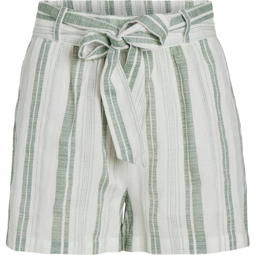Textiel Dames Korte broeken / Bermuda's Vila Etni Shorts - Cloud Dancer/Green Wit