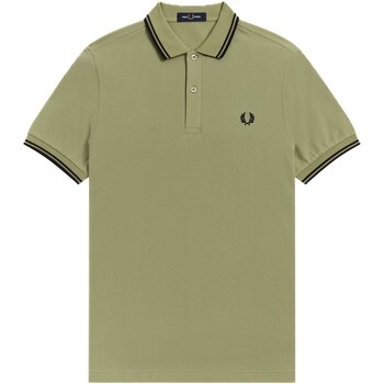 Textiel Heren Polo's korte mouwen Fred Perry Fp Twin Tipped Shirt Groen