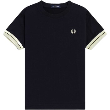 Textiel Jongens T-shirts & Polo’s Fred Perry Fp Tipped Cuff T-Shirt Zwart