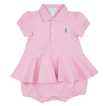 Textiel Meisjes Korte jurken Polo Ralph Lauren SS PEPLUM BU-ONE PIECE-SHORTALL Roze / Garden / Roze / Dust / Blauw