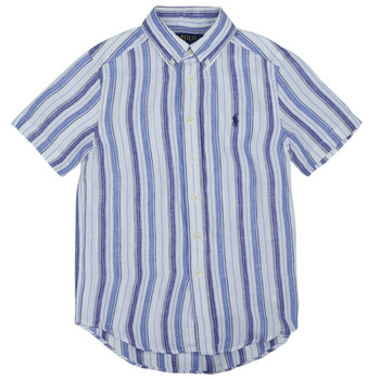 Textiel Jongens Overhemden korte mouwen Polo Ralph Lauren  Blauw / Wit