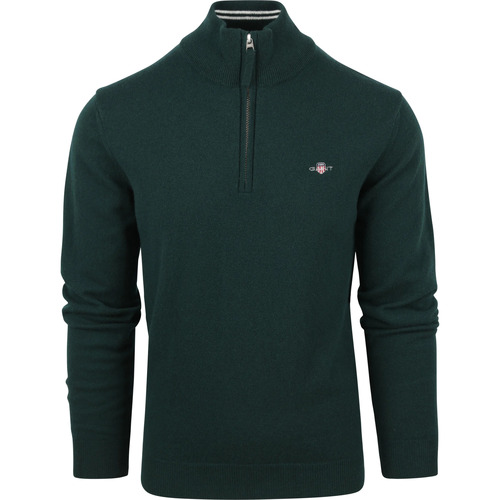 Textiel Heren Sweaters / Sweatshirts Gant Halfzip Wol Trui Logo Groen Groen
