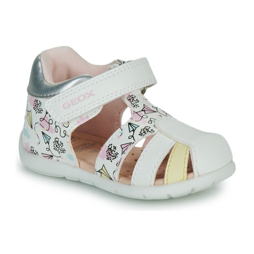 Schoenen Meisjes Sandalen / Open schoenen Geox B ELTHAN GIRL Wit / Roze / Geel
