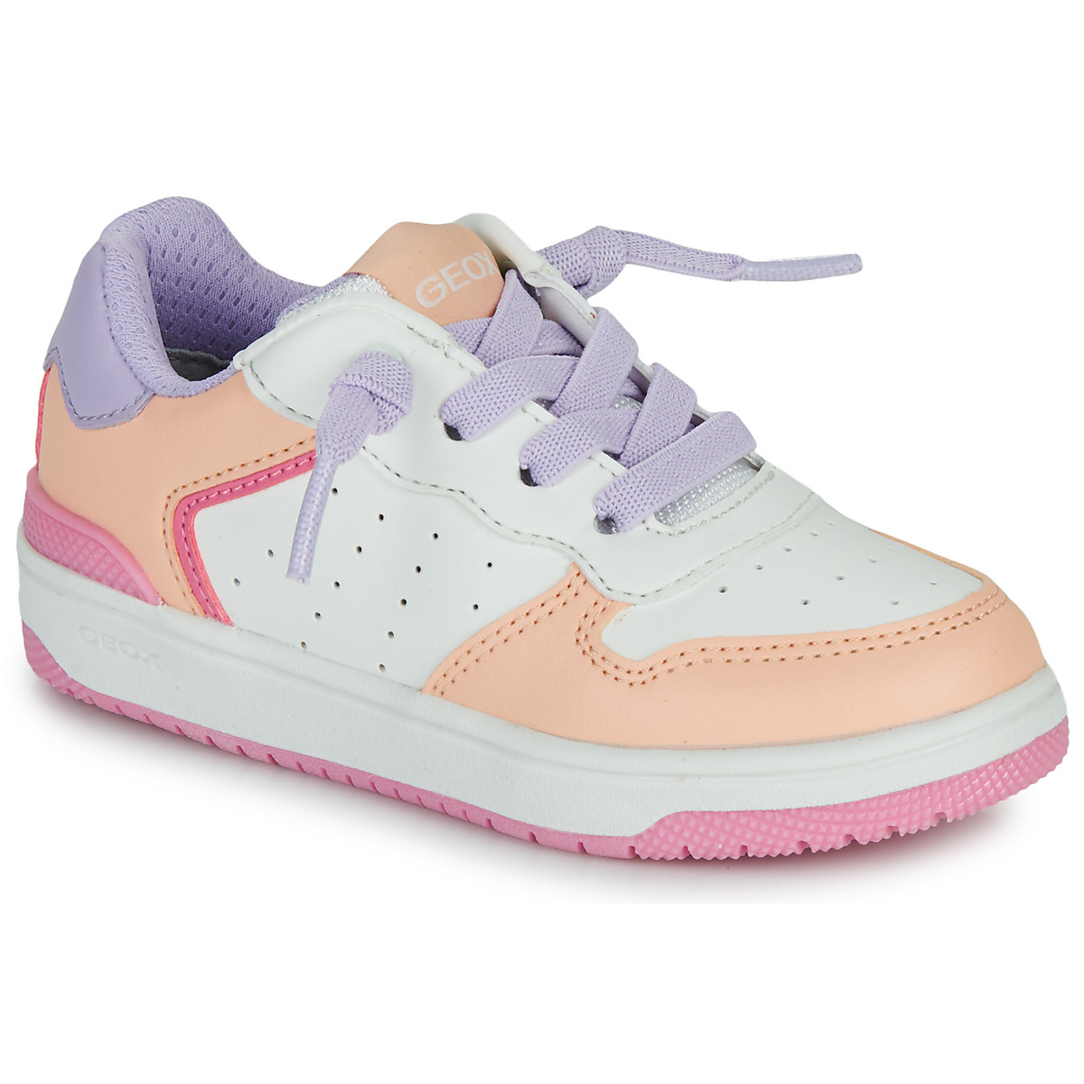 Schoenen Meisjes Lage sneakers Geox J WASHIBA GIRL Wit / Oranje / Violet