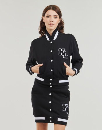 Textiel Dames Wind jackets Karl Lagerfeld varsity sweat jacket Zwart / Wit
