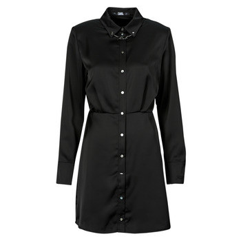 Textiel Dames Korte jurken Karl Lagerfeld karl charm satin shirt dress Zwart / Wit