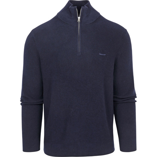 Textiel Heren Sweaters / Sweatshirts Gant Halfzip Trui Wolmix Navy Blauw