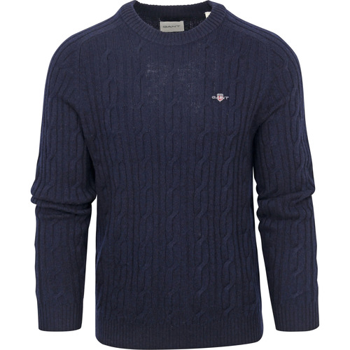 Textiel Heren Sweaters / Sweatshirts Gant Kabeltrui Lamswol Navy Blauw