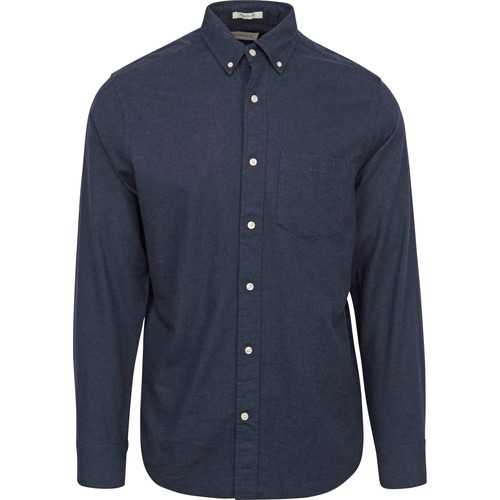 Textiel Heren Overhemden lange mouwen Gant Flanel Overhemd Navy Blauw