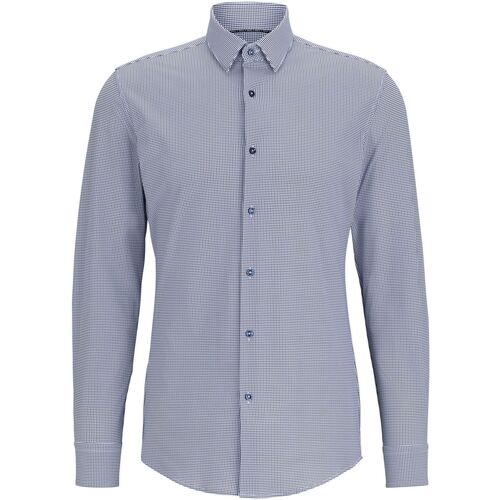 Textiel Heren Overhemden lange mouwen BOSS Hank Overhemd Print Blauw Blauw