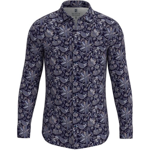 Textiel Heren Overhemden lange mouwen Desoto Overhemd Kent Bloemetjes Navy Blauw